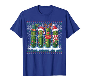 Funny Pickles Christmas Lights Santa Hat Xmas Ugly Sweater T-Shirt
