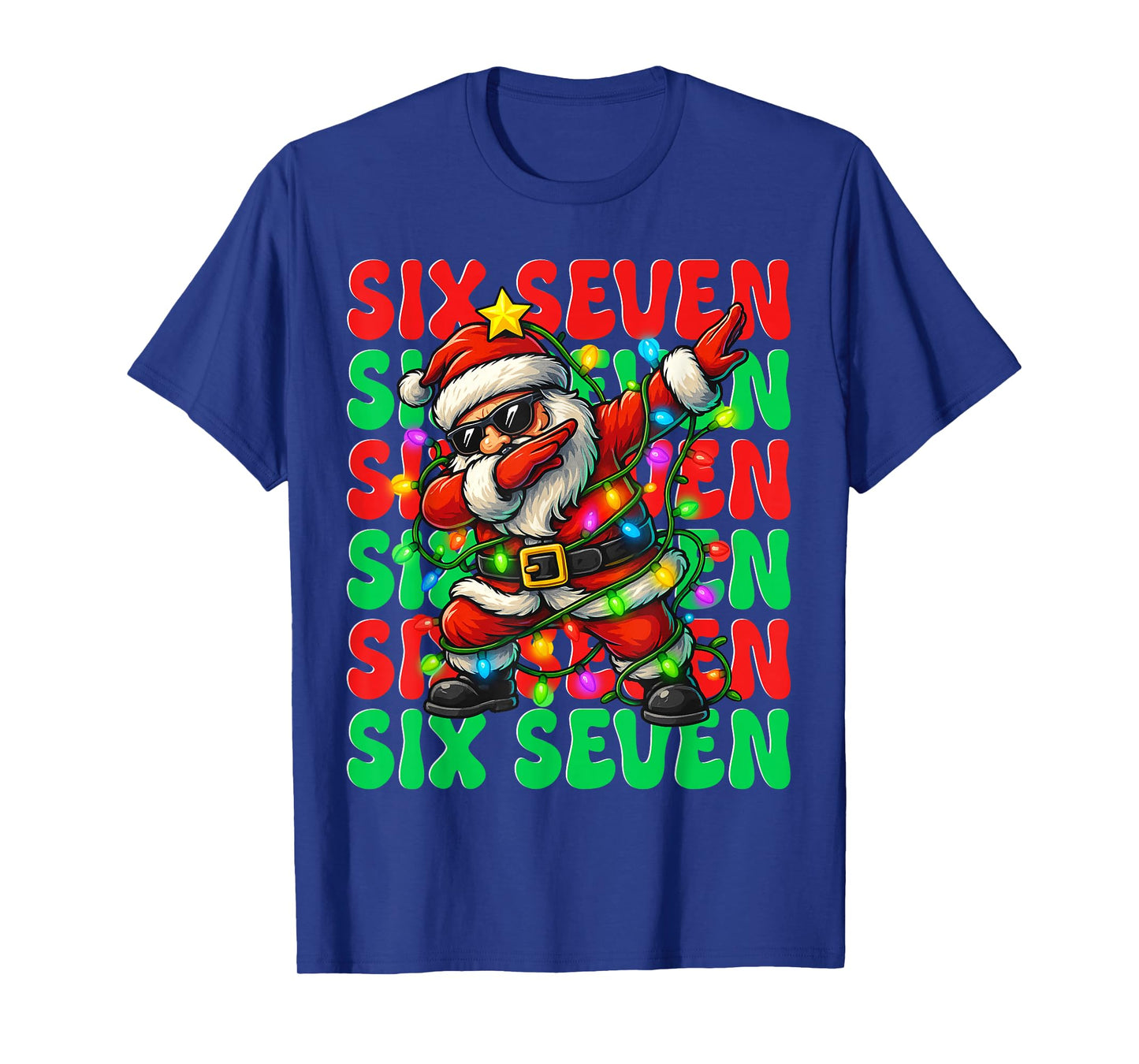 Six Seven 6 7 Meme Dabbing Santa Christmas 67 Pajama Costume T-Shirt