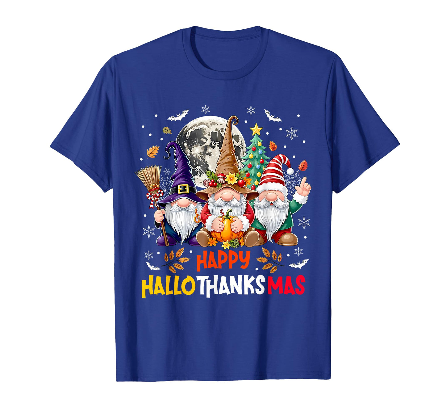 Happy Hallothanksmas Gnomes Lover Halloween Merry Christmas T-Shirt