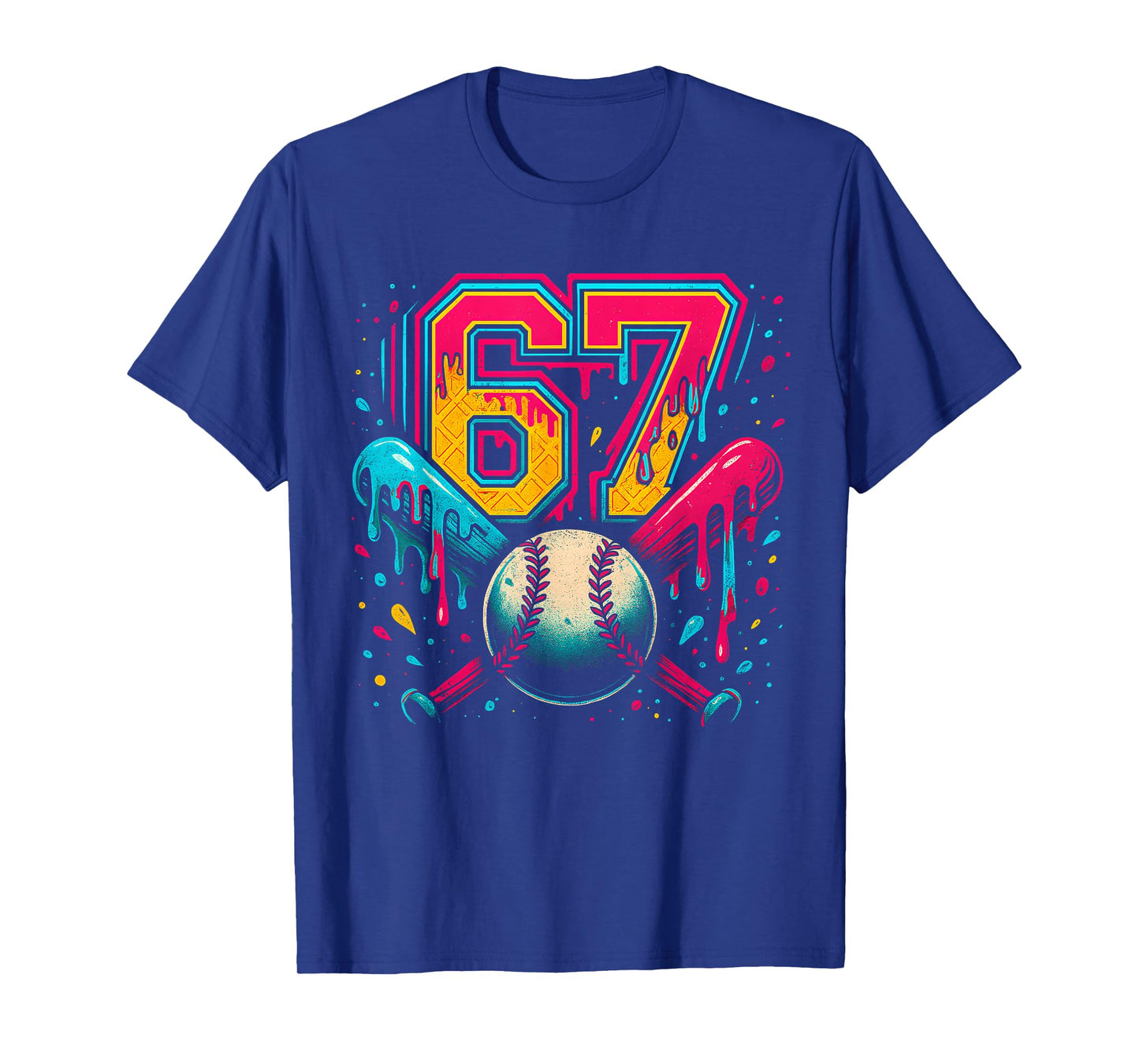 Baseball Drip 6 7 Number 67 Six Seven Meme Mens Boys Kids T-Shirt