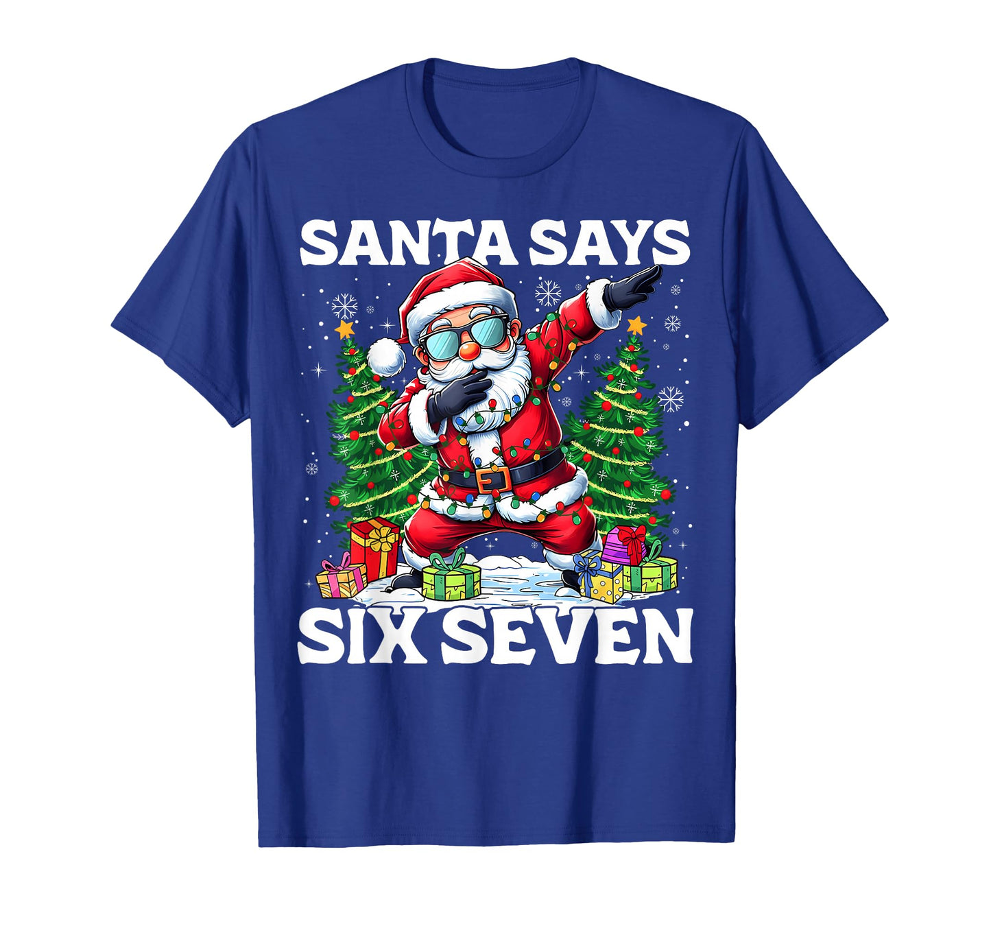 Funny Dabbing Santa Says Six Seven 67 Meme Christmas Kids T-Shirt
