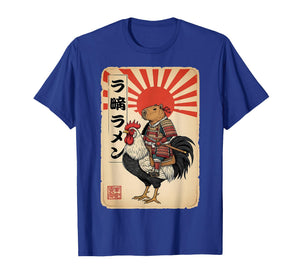 Vintage Japanese Samurai Capybara Rooster Chicken Anime T-Shirt