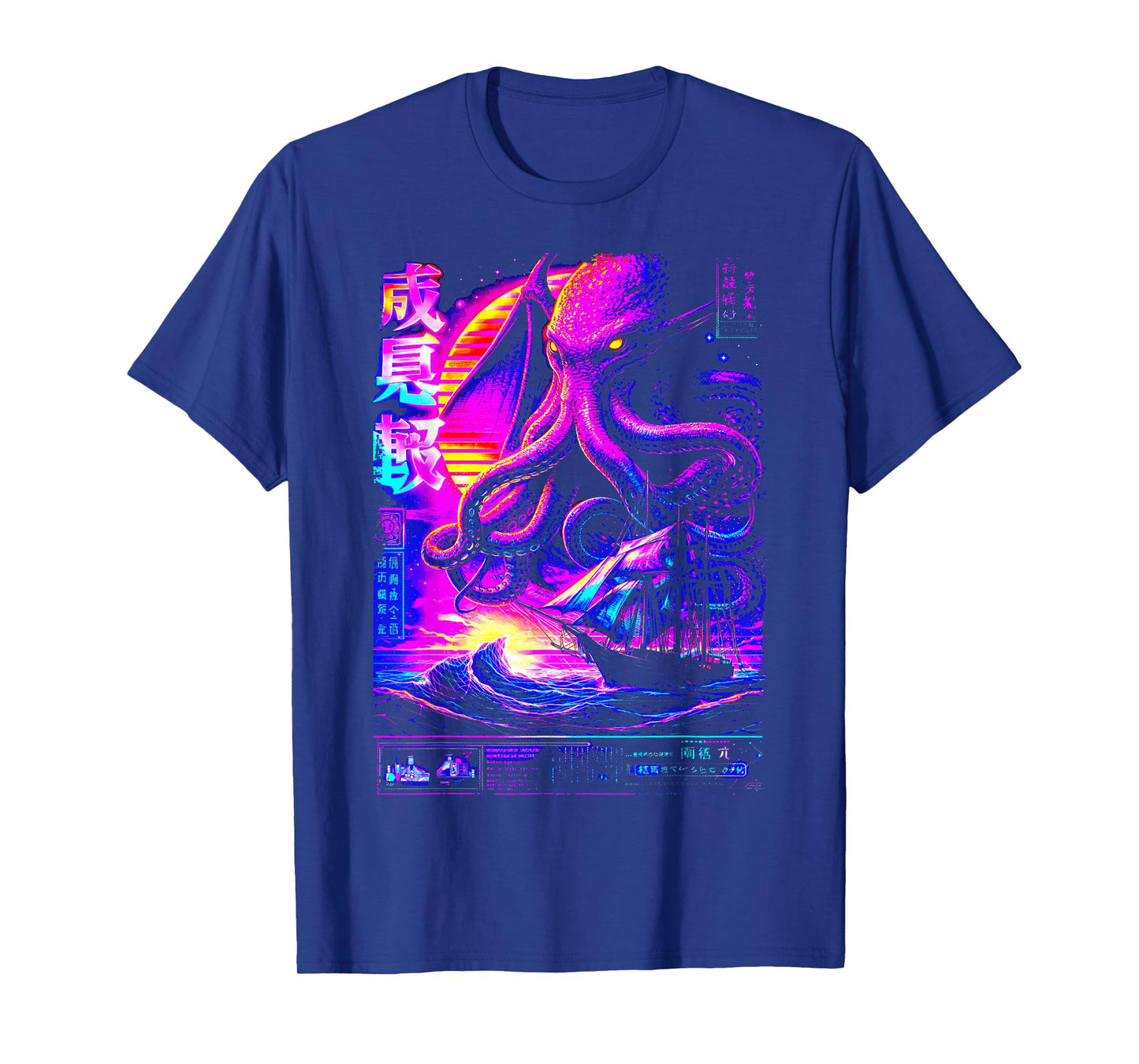 Cthulhu Kraken Synthwave Japanese Sea Monster T-Shirt