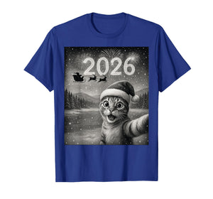 Cat Selfie with 2026 Funny Happy New Year T-Shirt