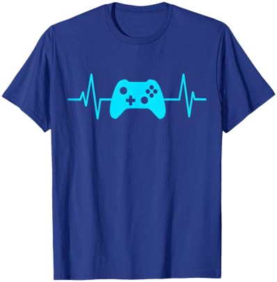 Gamer Heartbeat Pulse Video Game Controller EKG Teen Boy Men T-Shirt - T-Shirt | Royal