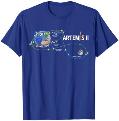 Artemis 2 Route Map SLS Rocket Launch Mission to The Moon T-Shirt - T-Shirt | Royal