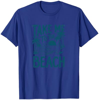 Take Me to The Beach Palm Tree Surf Sunset Retro Vacation T-Shirt - T-Shirt | Royal