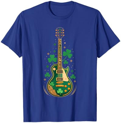 Electric Guitar Shamrock St Patrick's Day Bass Guitarist T-Shirt - T-Shirt | Royal