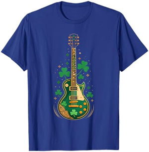 Electric Guitar Shamrock St Patrick's Day Bass Guitarist T-Shirt - T-Shirt | Royal