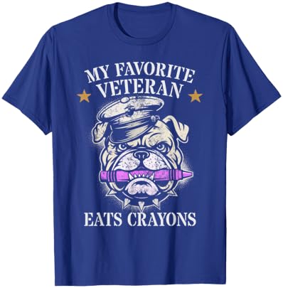 Cute My Favorite Veteran EATS Crayons Squad Military Corps T-Shirt - T-Shirt | Royal