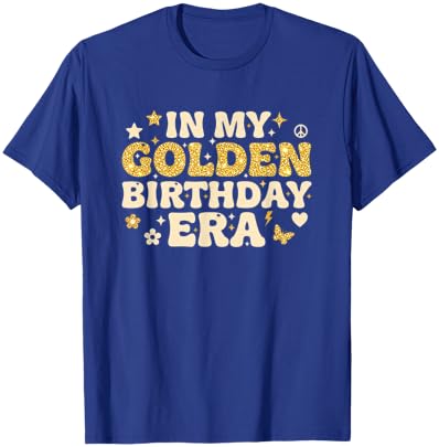 Birthday in My Golden Birthday Era Retro Groovy Celebration T-Shirt - T-Shirt | Royal