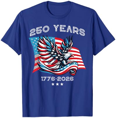 250th Anniversary 250 Years American US Flag Women Men Kids T-Shirt - T-Shirt | Royal