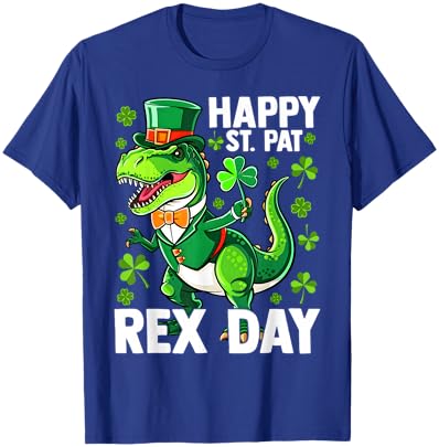 Patrick's Happy ST PAT-REX Day T-Rex Dinosaur Funny T-Shirt - T-Shirt | Royal
