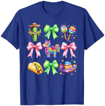 Coquette Bow Unicorn Tacos Cinco De Mayo Mexican Sombrero T-Shirt - T-Shirt | Royal