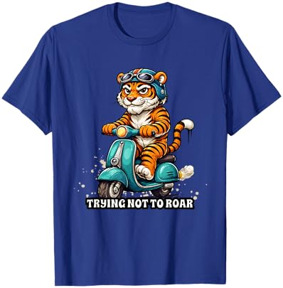 Tiger on Scooter Funny Urban Streetwear Casual Everyday T-Shirt - T-Shirt | Royal