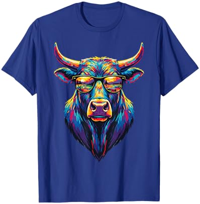 Colorful Buffalo Pop Art Sunglasses Sunset Reflection Animal T-Shirt - T-Shirt | Royal