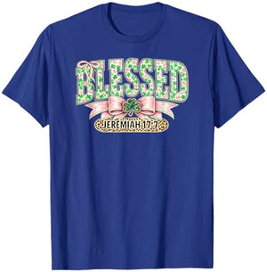 Blessed Christian Shamrock Jeremiah 17:7 Faith St. Patrick's T-Shirt - T-Shirt | Royal