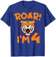 Tiger 4th Birthday Party Zoo Jungle Zookeeper Animal Lover T-Shirt - T-Shirt | Royal