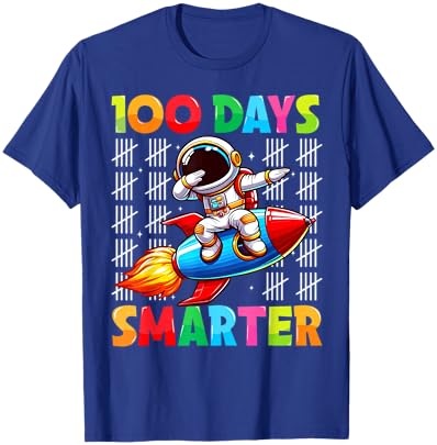 100 Days Smarter Dabbing Astronaut Kids 100th Day of School T-Shirt - T-Shirt | Royal