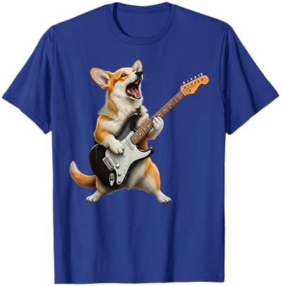 Welsh Corgi Playing Bass Guitar Rocker Party Music Lovers T-Shirt - T-Shirt | Royal