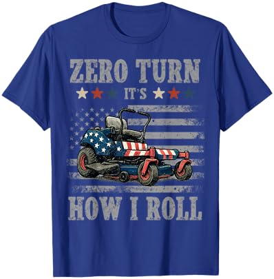 Zero Turn It's How I roll Vintage American Flag Lawn Mower T-Shirt - T-Shirt | Royal