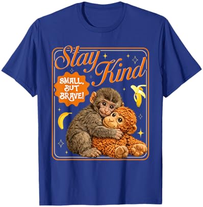 Punch Baby Monkey Stay Kind Small But Brave T-Shirt - T-Shirt | Royal