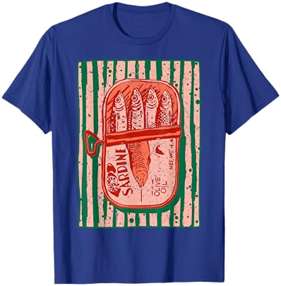 Sardines Tinned Fish Retro Graphic Mediterranean Coastal T-Shirt - T-Shirt | Royal