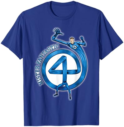 Marvel Fantastic Four Mister Fantastic 4" Logo Comic Art T-Shirt - T-Shirt | Royal
