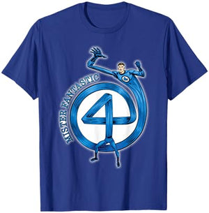 Marvel Fantastic Four Mister Fantastic 4" Logo Comic Art T-Shirt - T-Shirt | Royal