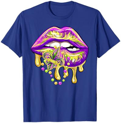 Mardi Gras Lip Fleur De Lis Funny Costume Women Girl T-Shirt - T-Shirt | Royal