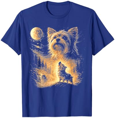 Yorkie Howling to the Moon Vintage T-Shirt - T-Shirt | Royal