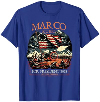 Marco Rubio 2028 for President Colonial Patriotic US Flag T-Shirt - T-Shirt | Royal