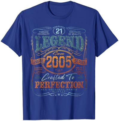 Vintage 2005 Limited Edition Shirt 21 Year Old 21st Birthday T-Shirt - T-Shirt | Royal