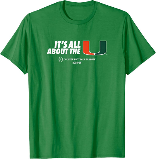 Miami 2025-26 College Football Playoff All About U (Gray) T-Shirt - T-Shirt | Irish Green