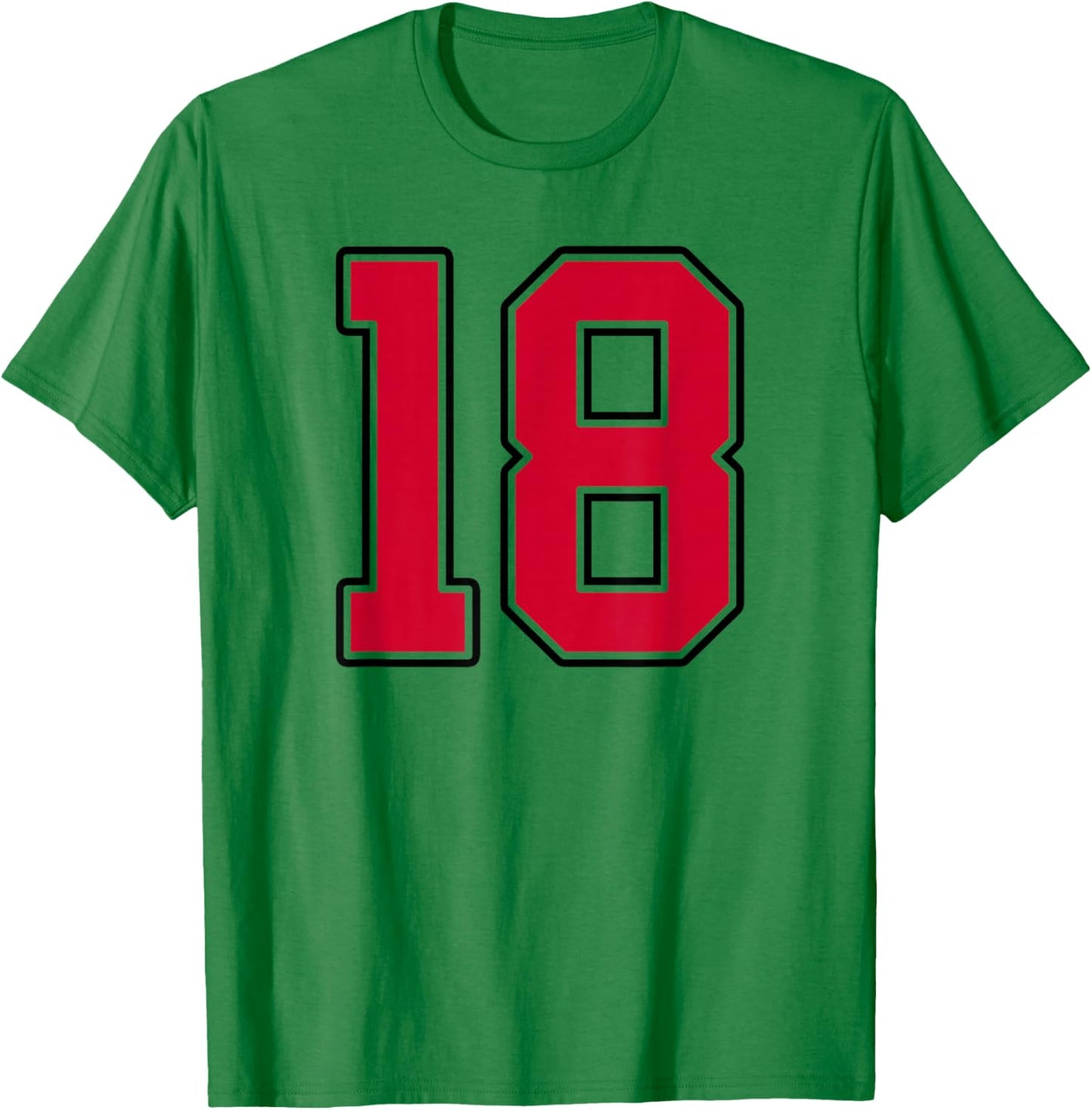 Red and Black Number 18 Jersey Player Uniform #18 T-Shirt - T-Shirt | Irish Green