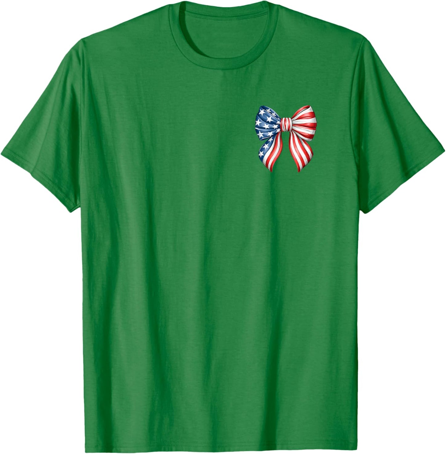 Front Back Cute Red White and Blue Bows Patriotic Coquette T-Shirt - T-Shirt | Irish Green