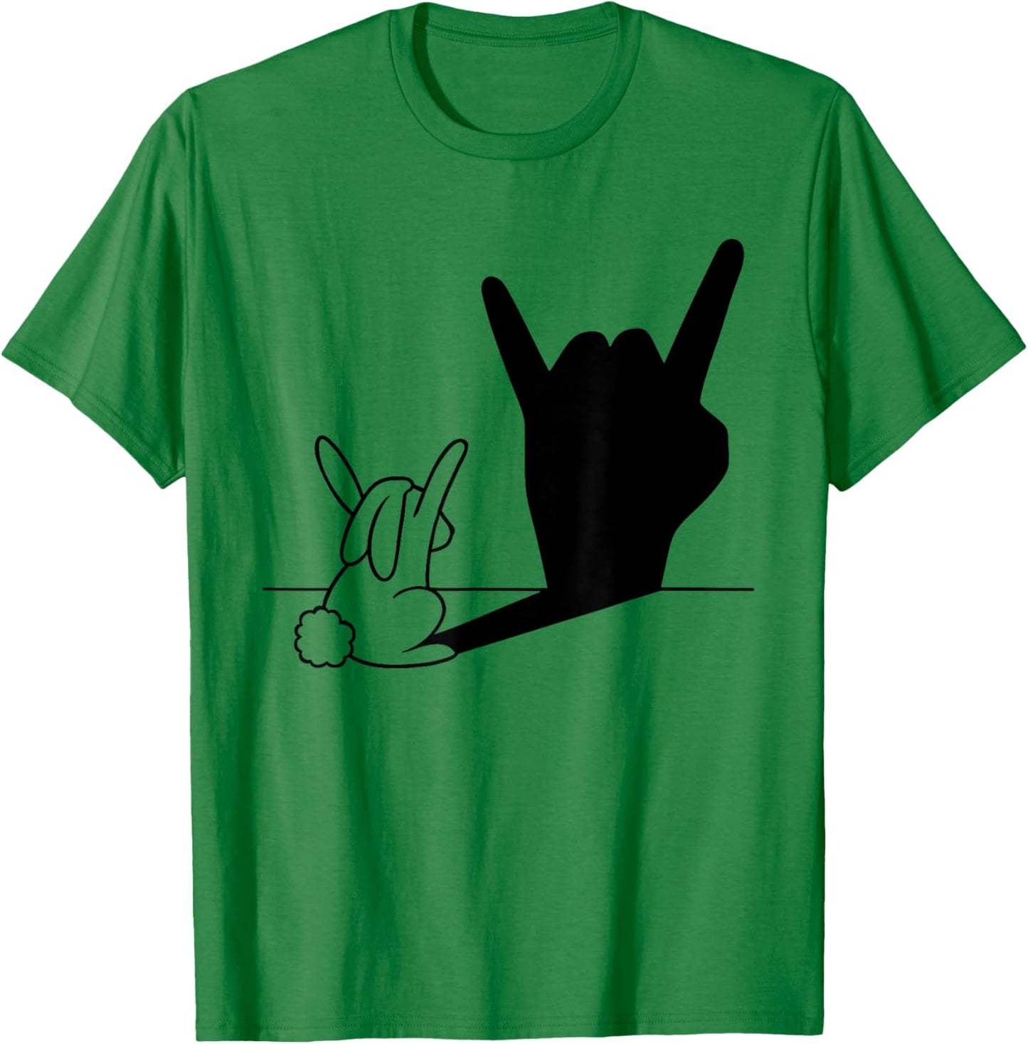 Music Lover Music Band Rabbit Rock n Roll Hand Shadow T-Shirt - T-Shirt | Irish Green
