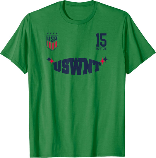 Claire Hutton 16 White USWNT Officially Licensed T-Shirt - T-Shirt | Irish Green