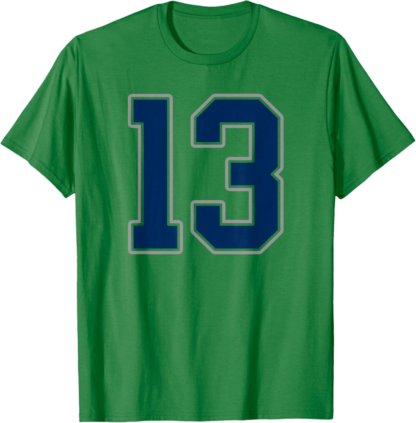 Navy Blue Silver Number 13 Jersey Player Uniform #13 T-Shirt - T-Shirt | Irish Green