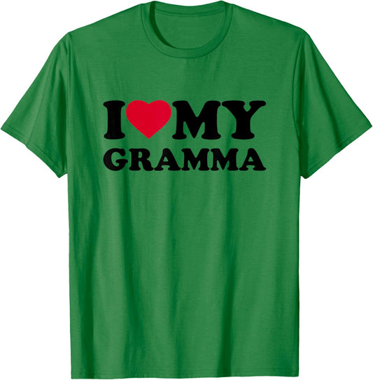 I Love My Gramma Heart Grandma Family T-Shirt - T-Shirt | Irish Green