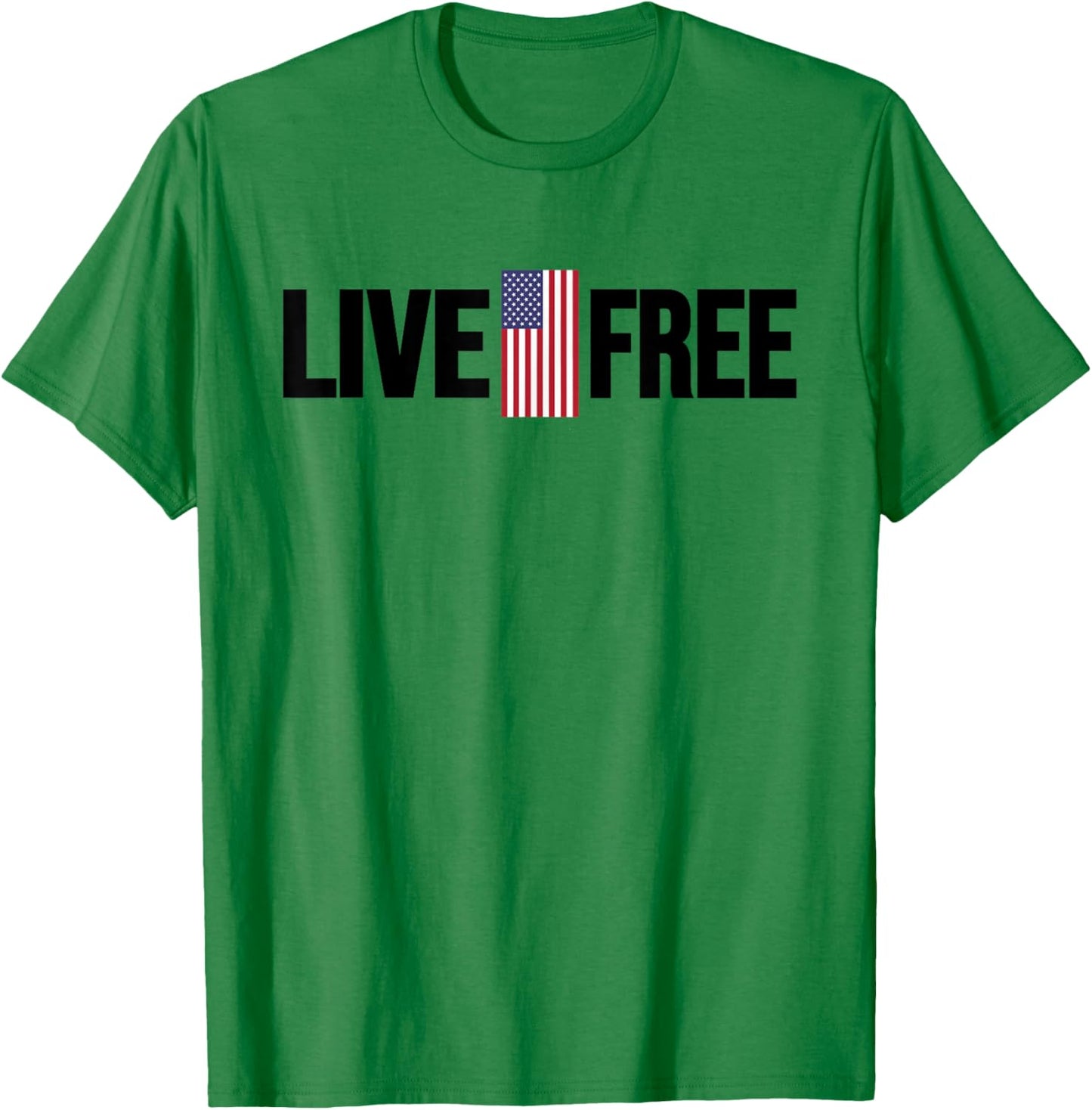 Live Free USA Flag T-Shirt - T-Shirt | Irish Green