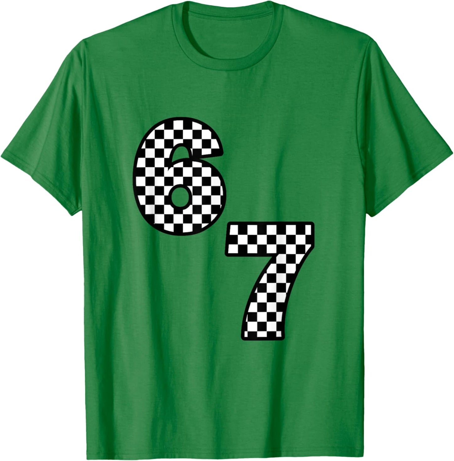 Funny Six Seven Hand 6 7 Meme Gen Alpha Slang Checkerboard T-Shirt - T-Shirt | Irish Green