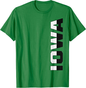 Vintage Iowa Local Pride Vertical IA Vibes T-Shirt - T-Shirt | Irish Green