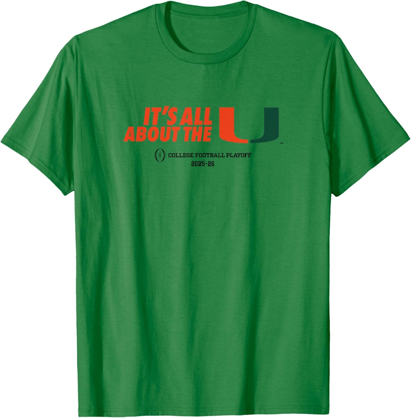 Miami 2025-26 College Football Playoff All About U (White) T-Shirt - T-Shirt | Irish Green