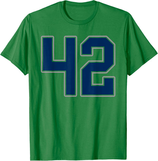Navy Blue Silver Number 42 Jersey Player Uniform #42 T-Shirt - T-Shirt | Irish Green