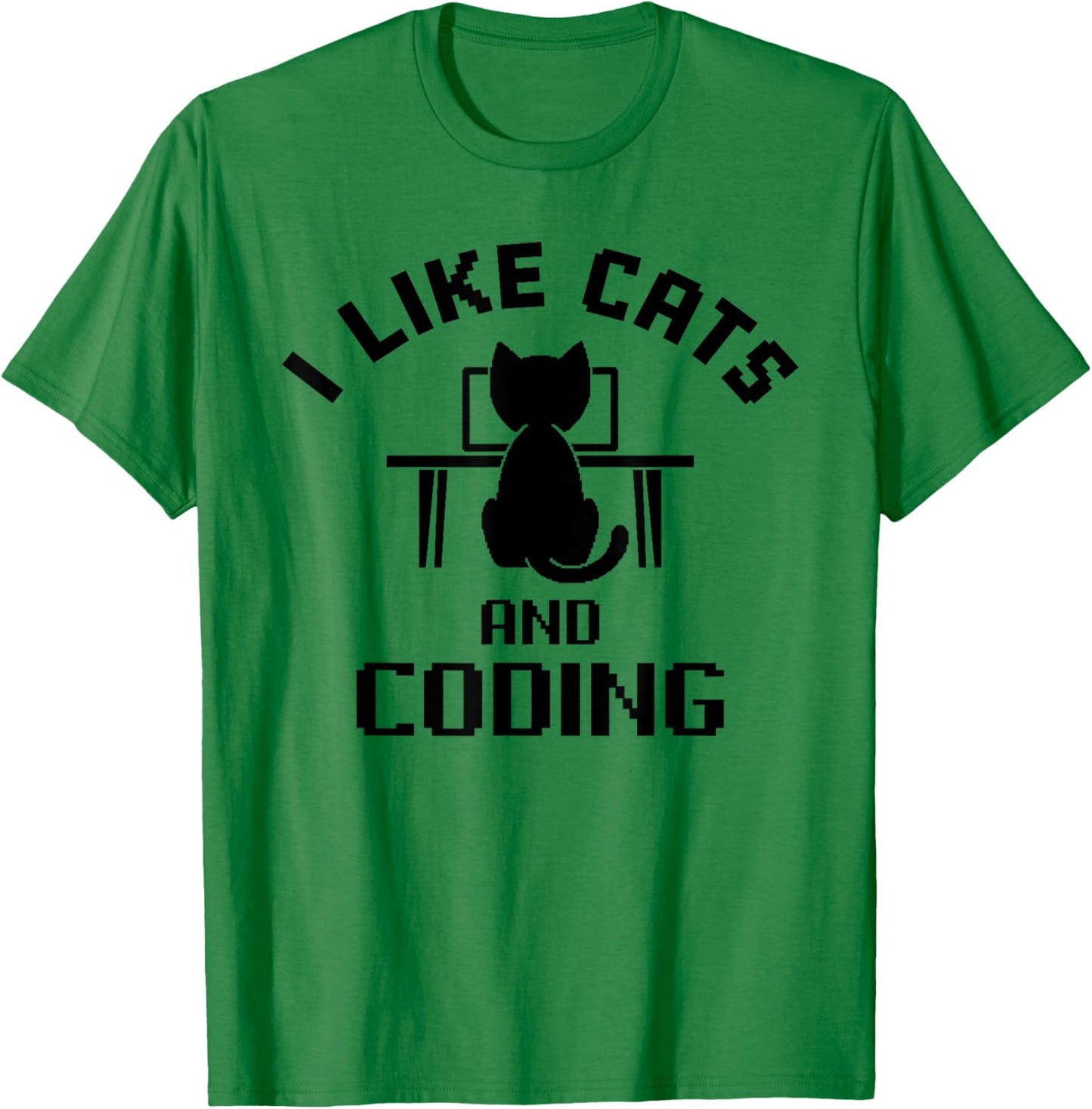 I Like Cats and Coding Funny Design T-Shirt - T-Shirt | Irish Green