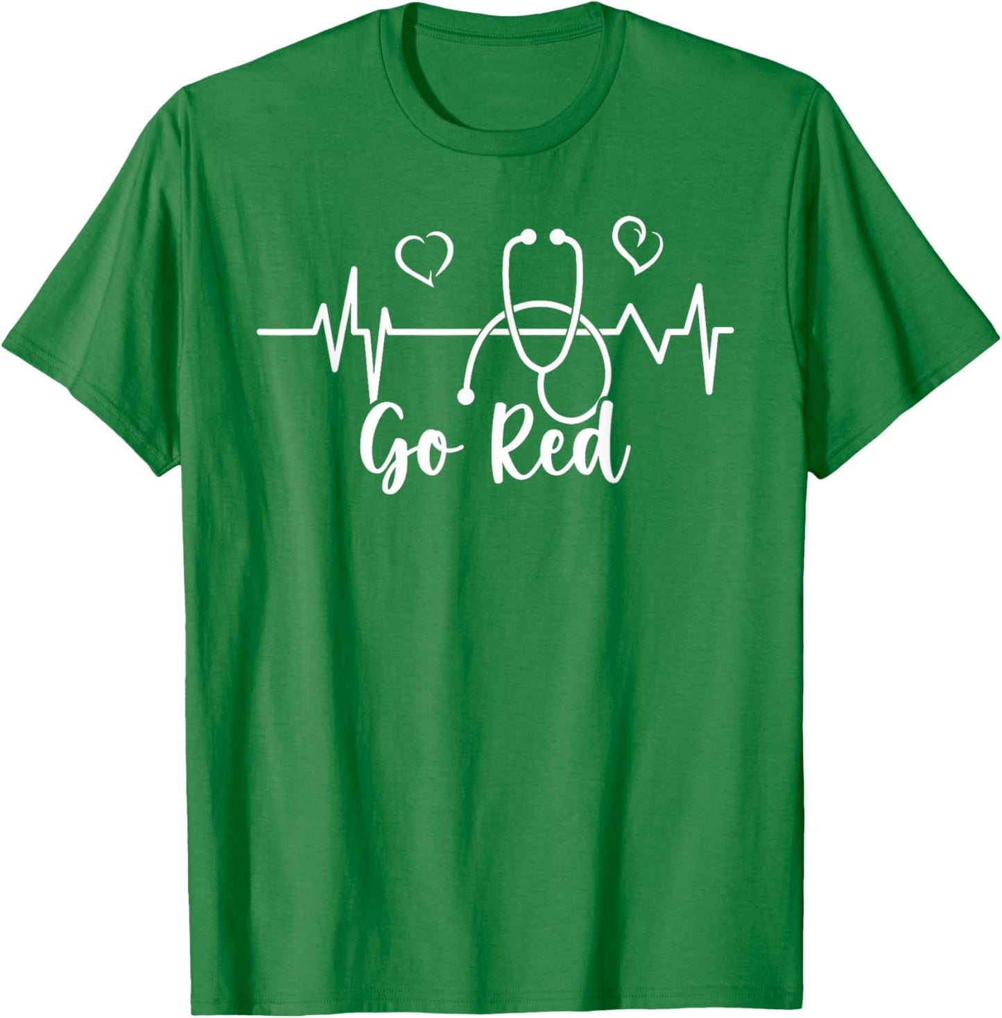 Heart Disease Awareness We Wear Red in February Go Red Heart T-Shirt - T-Shirt | Irish Green