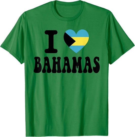 I Love Bahamas Heart Flag Retro Travel Souvenir T-Shirt - T-Shirt | Irish Green
