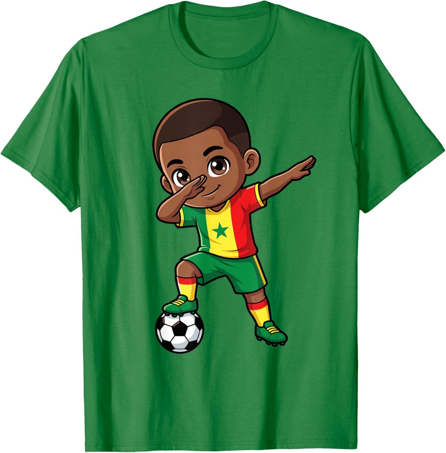 Senegal Dab Kid Cartoon Senegalese Flag for Boys Kids T-Shirt - T-Shirt | Irish Green