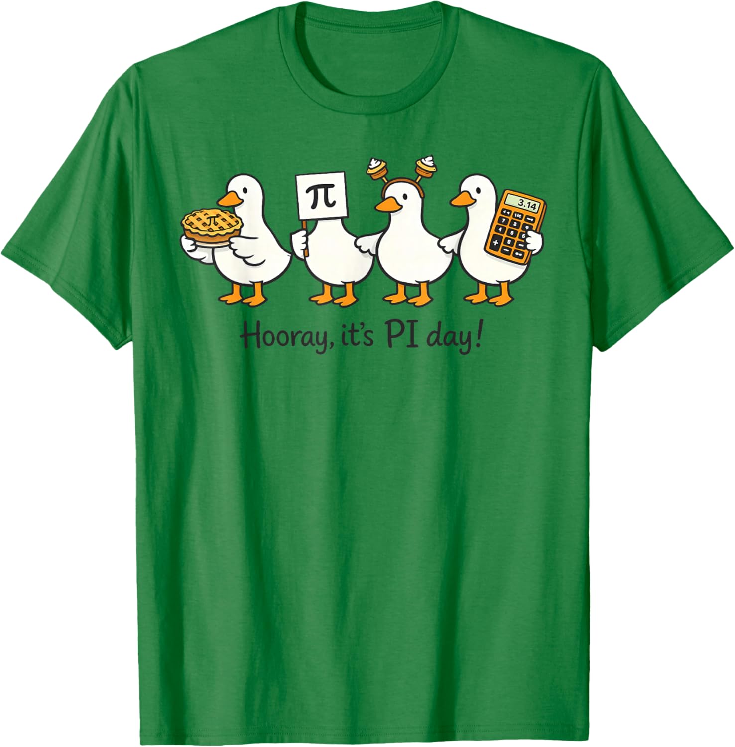 Funny Pi Day 3.14 Pie Day Cute Goose Math Nerd Teacher Kids T-Shirt - T-Shirt | Irish Green